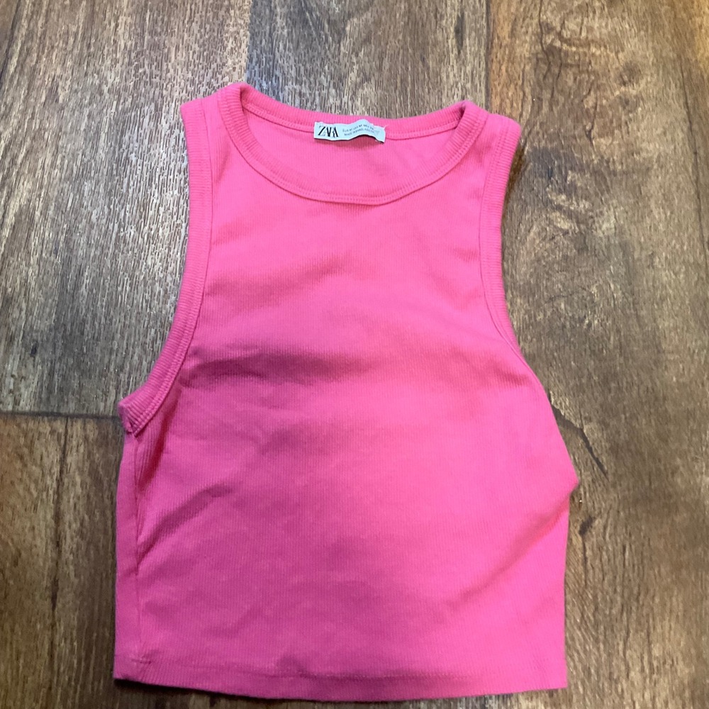 Zara Tank Size Medium Pink Womens Cropped Ribbed